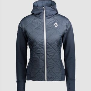 Scott Navy Blue Quilted Jacket with Hood Size S